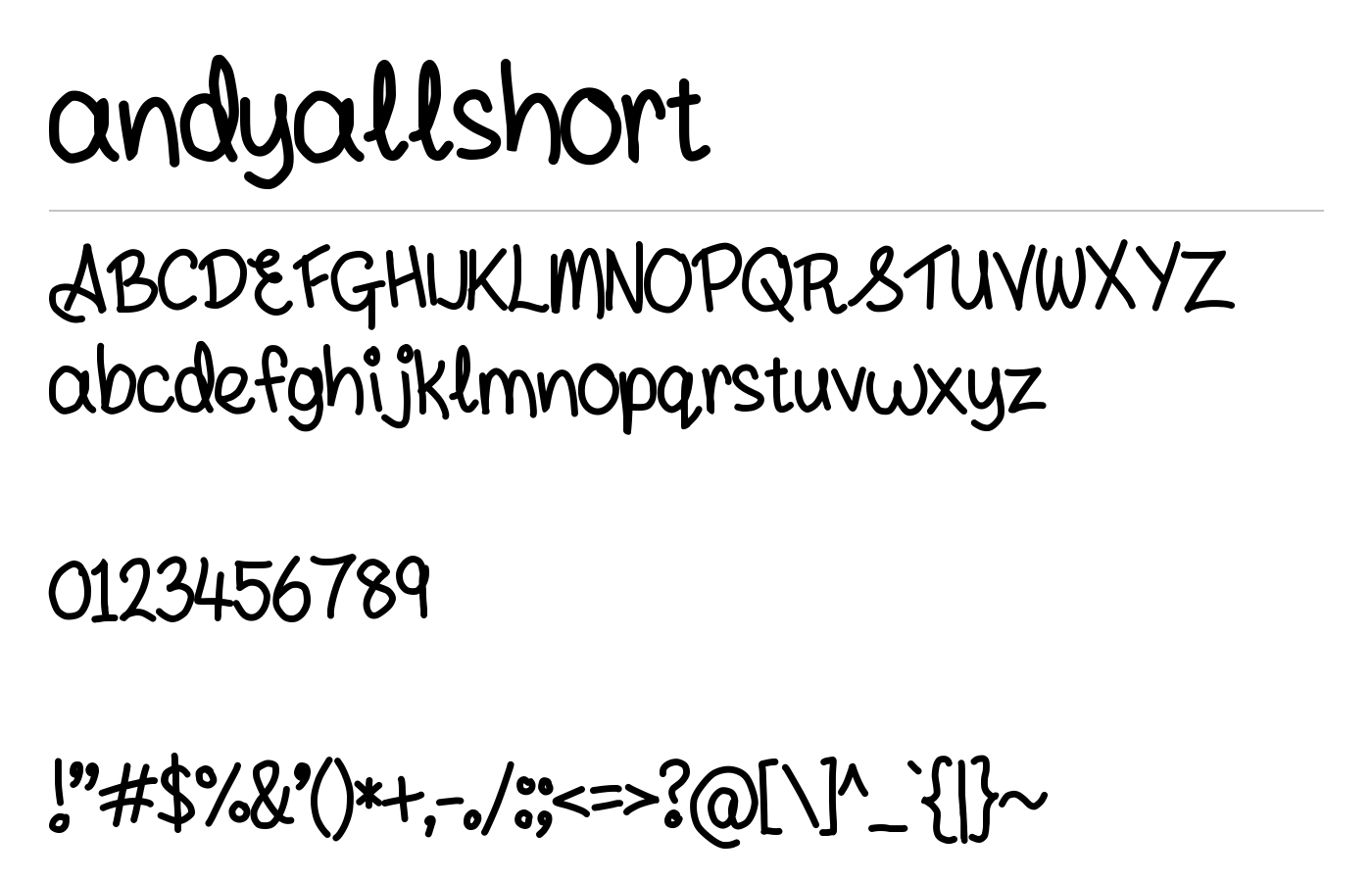 andyallshort Font preview