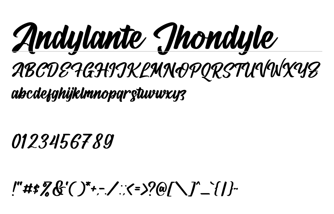Andylante Jhondyle Font preview