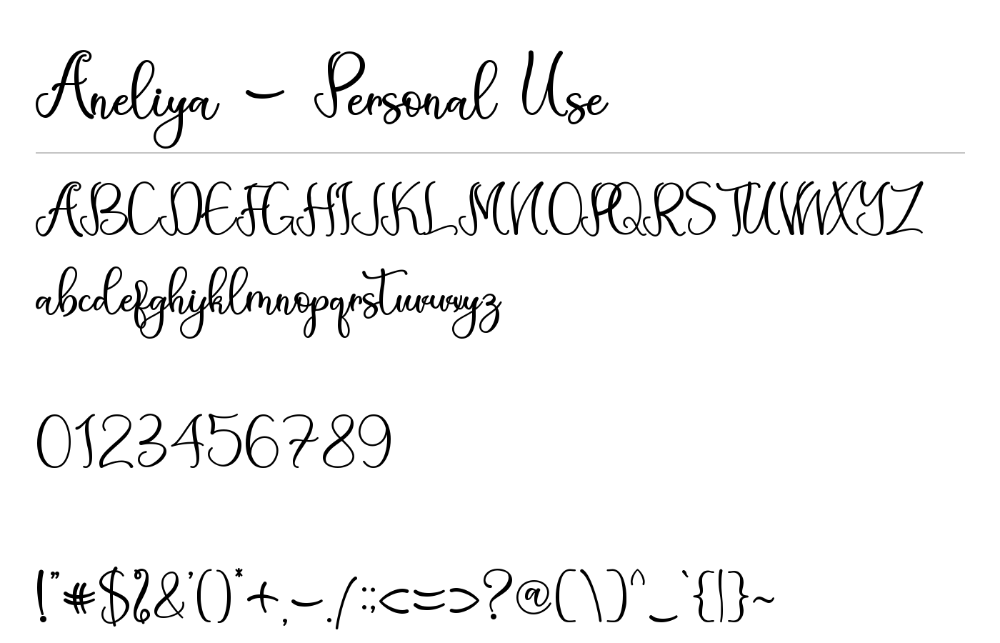Aneliya - Personal Use Font preview