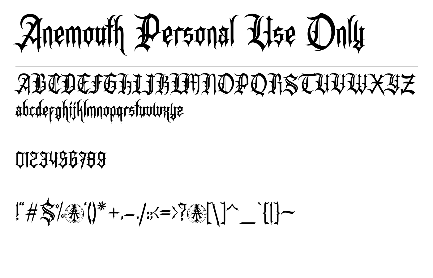 Anemouth Personal Use Only Font preview