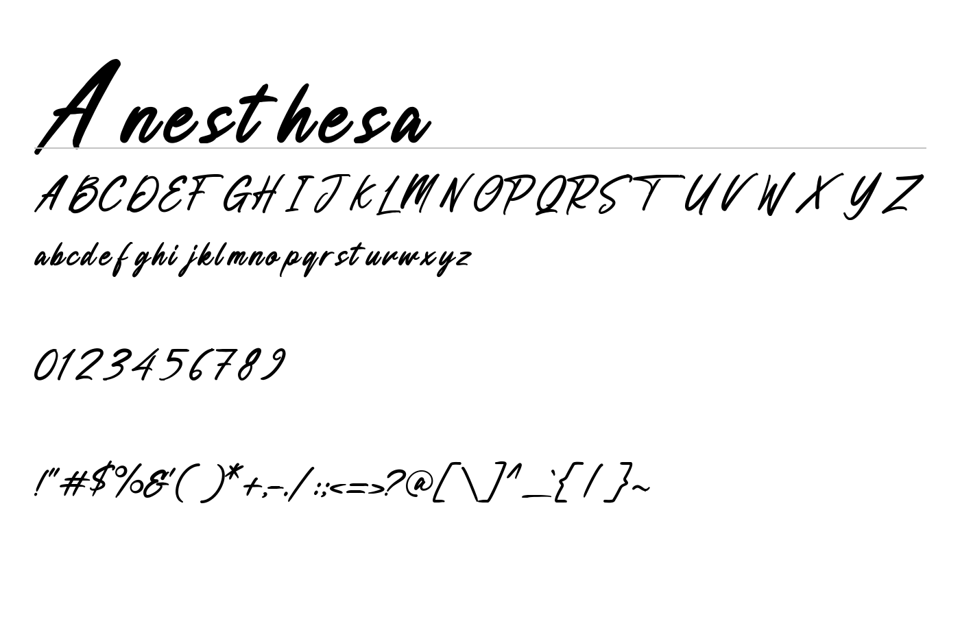 Anesthesa Font preview