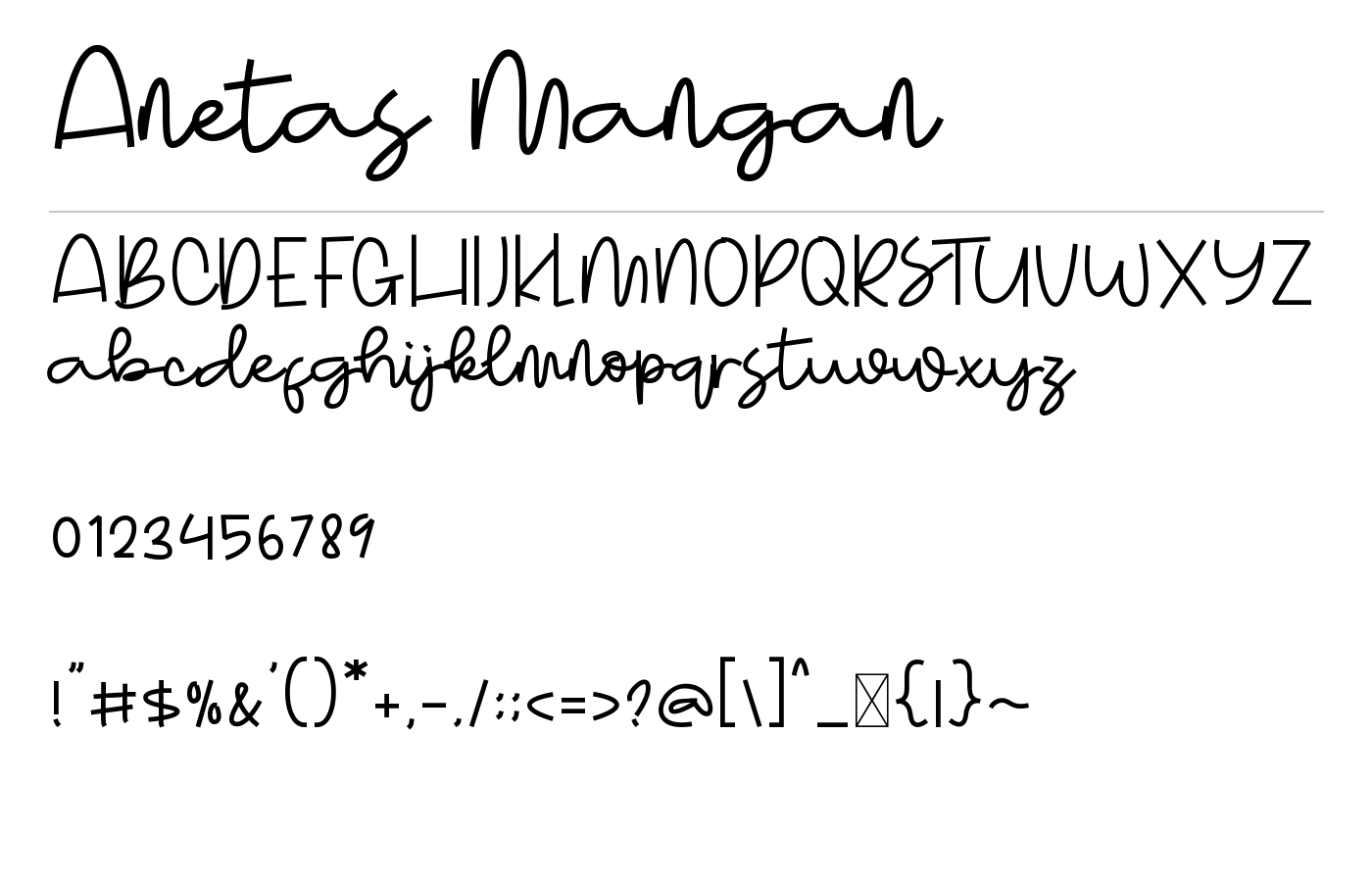 Anetas Mangan Font preview