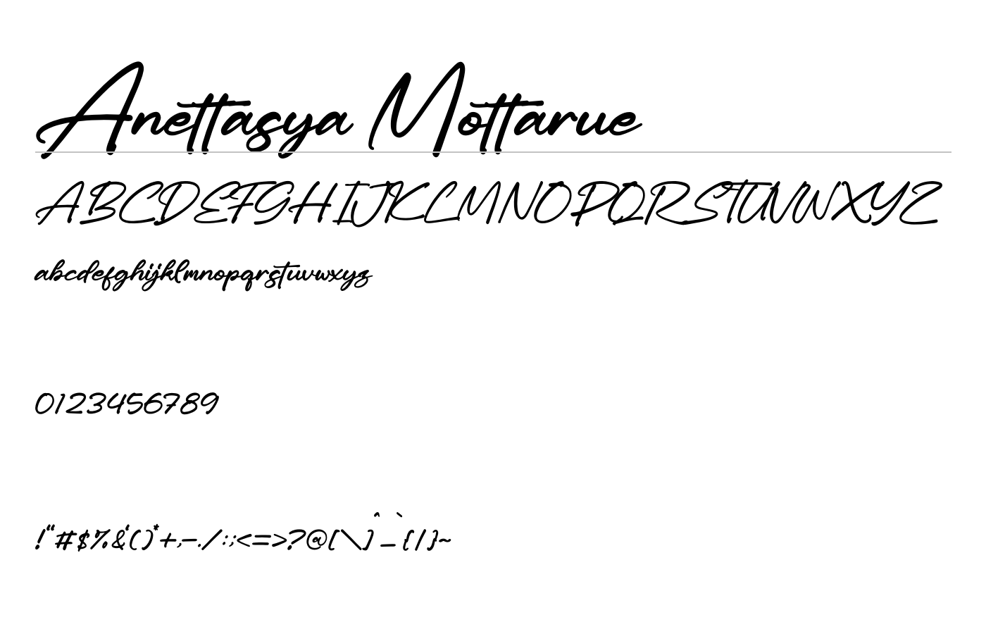 Anettasya Mottarue Font preview