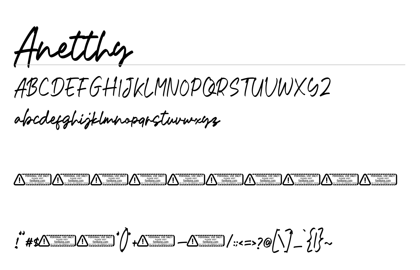 Anetthy Font preview