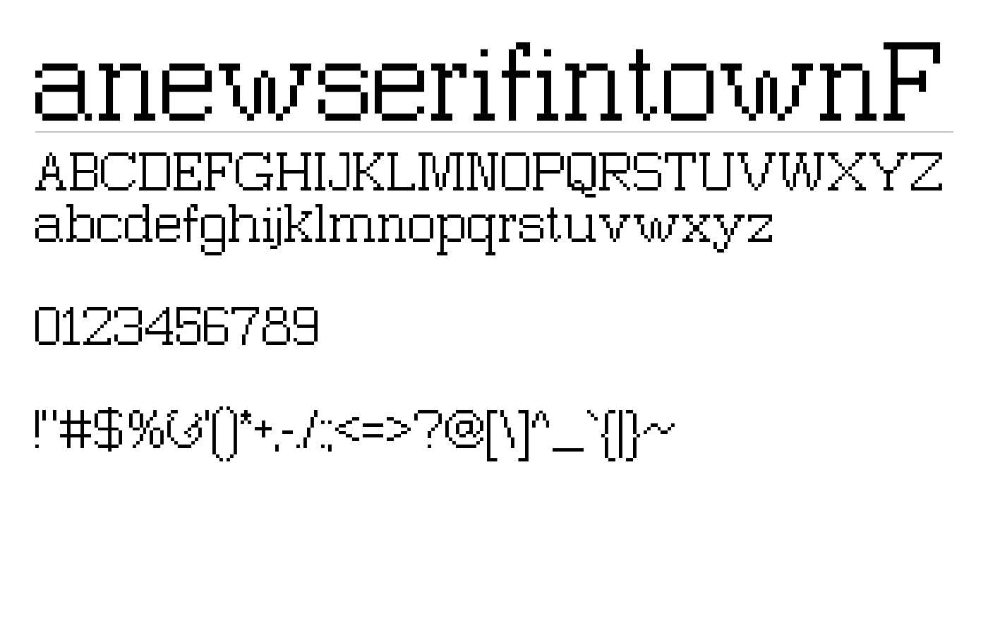 anewserifintownF Font preview