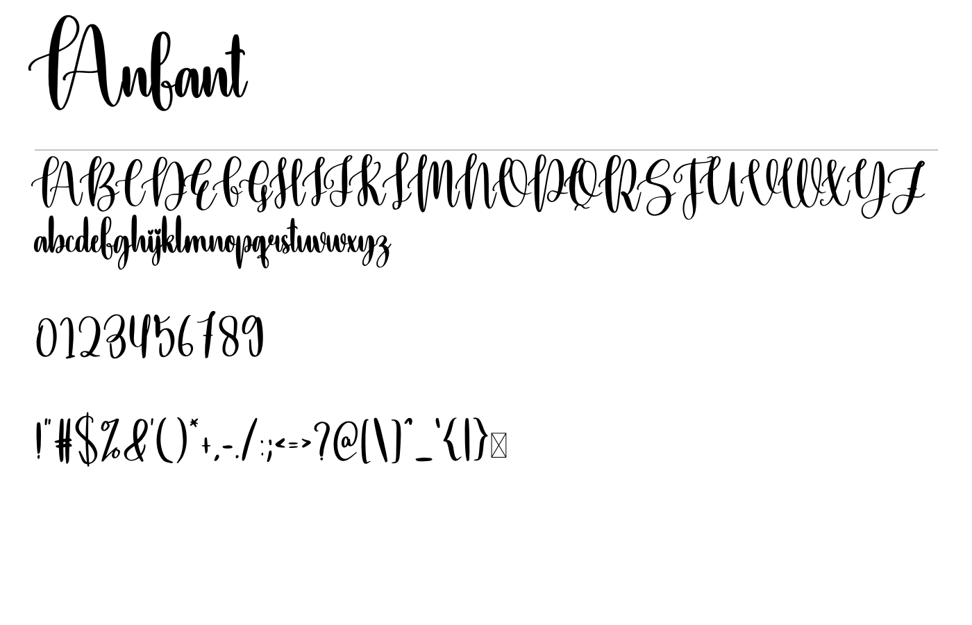 Anfant Font preview