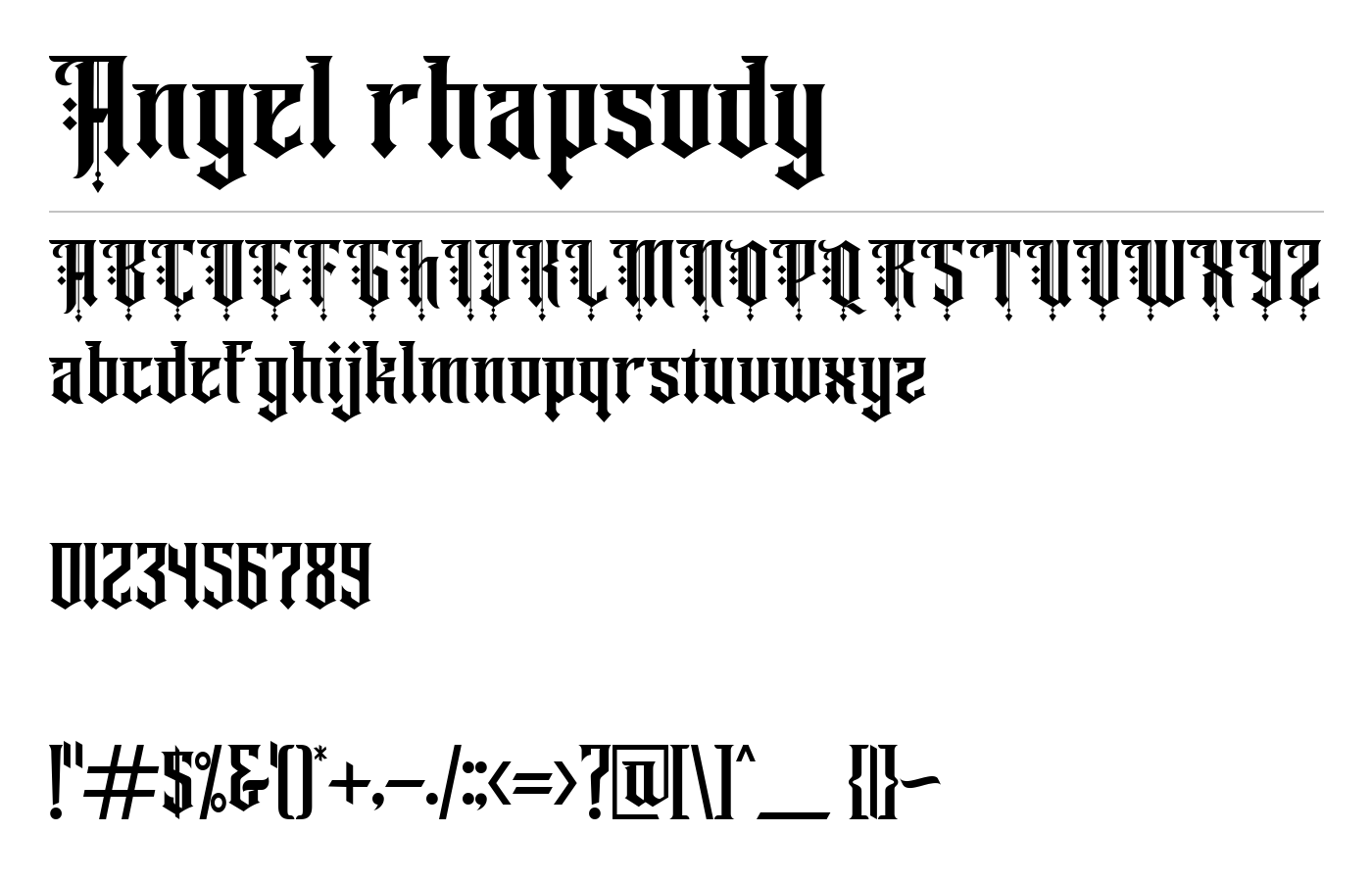 Angel rhapsody Font preview