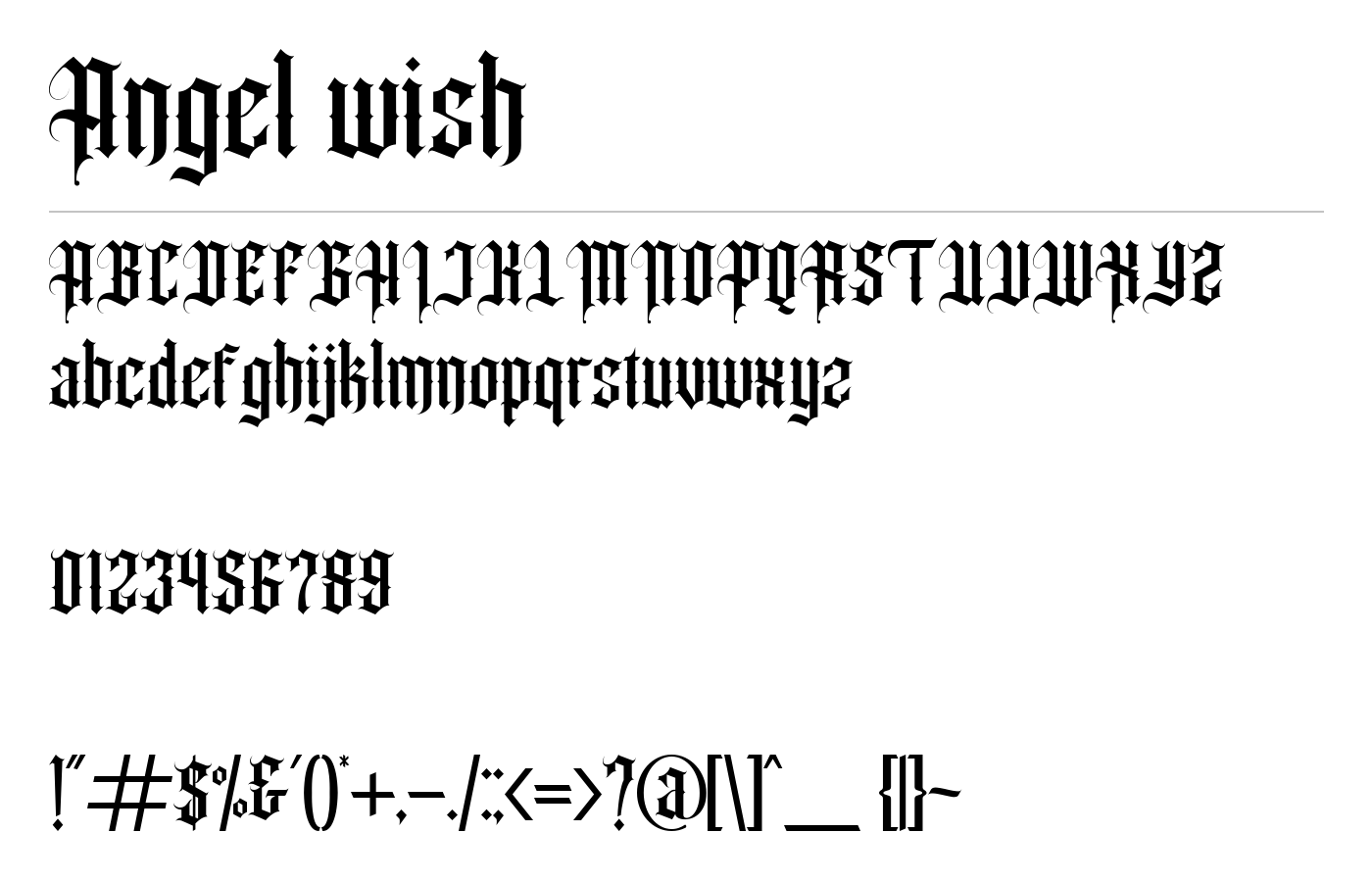 Angel wish Font preview