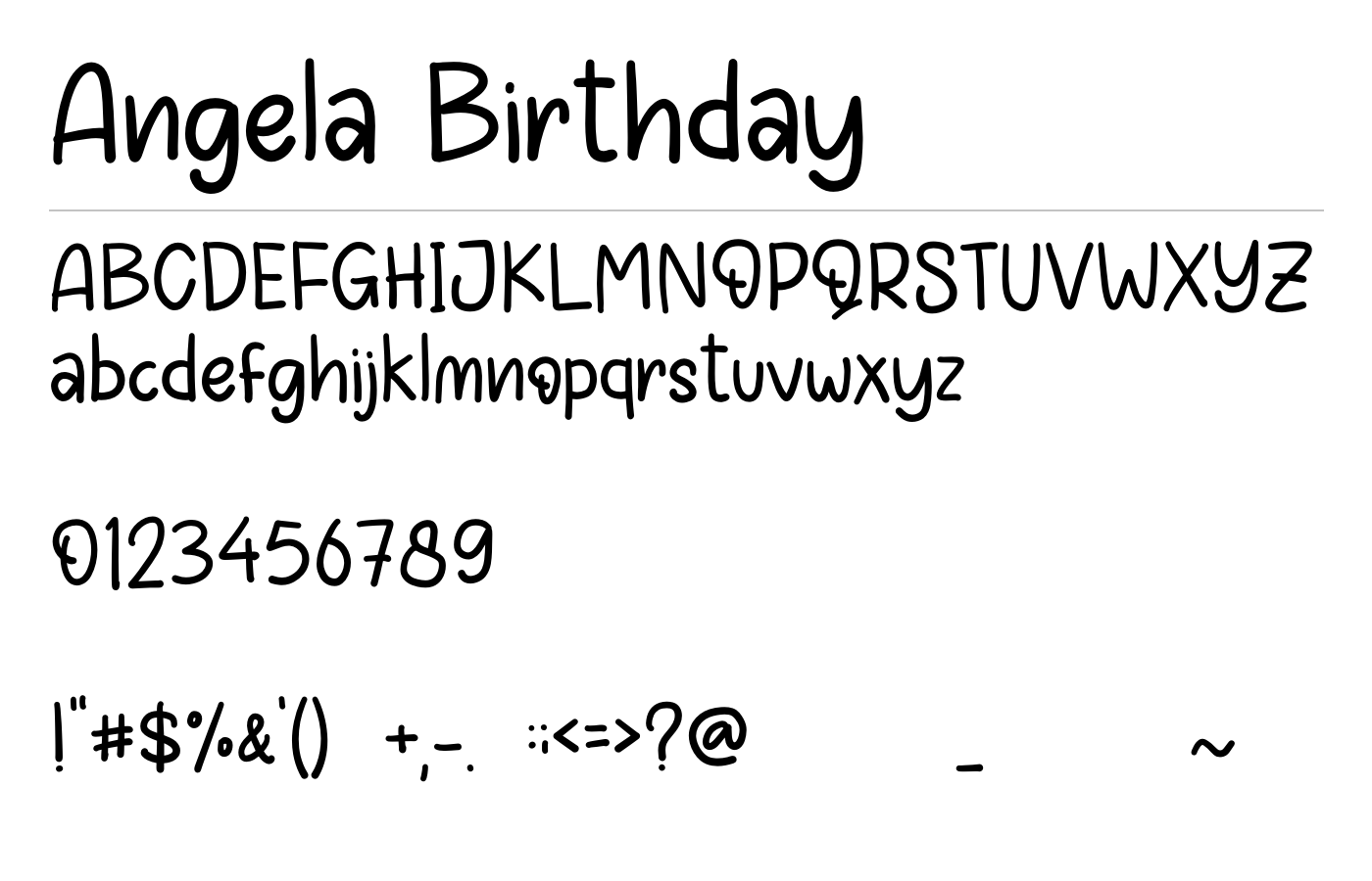 Angela Birthday Font preview