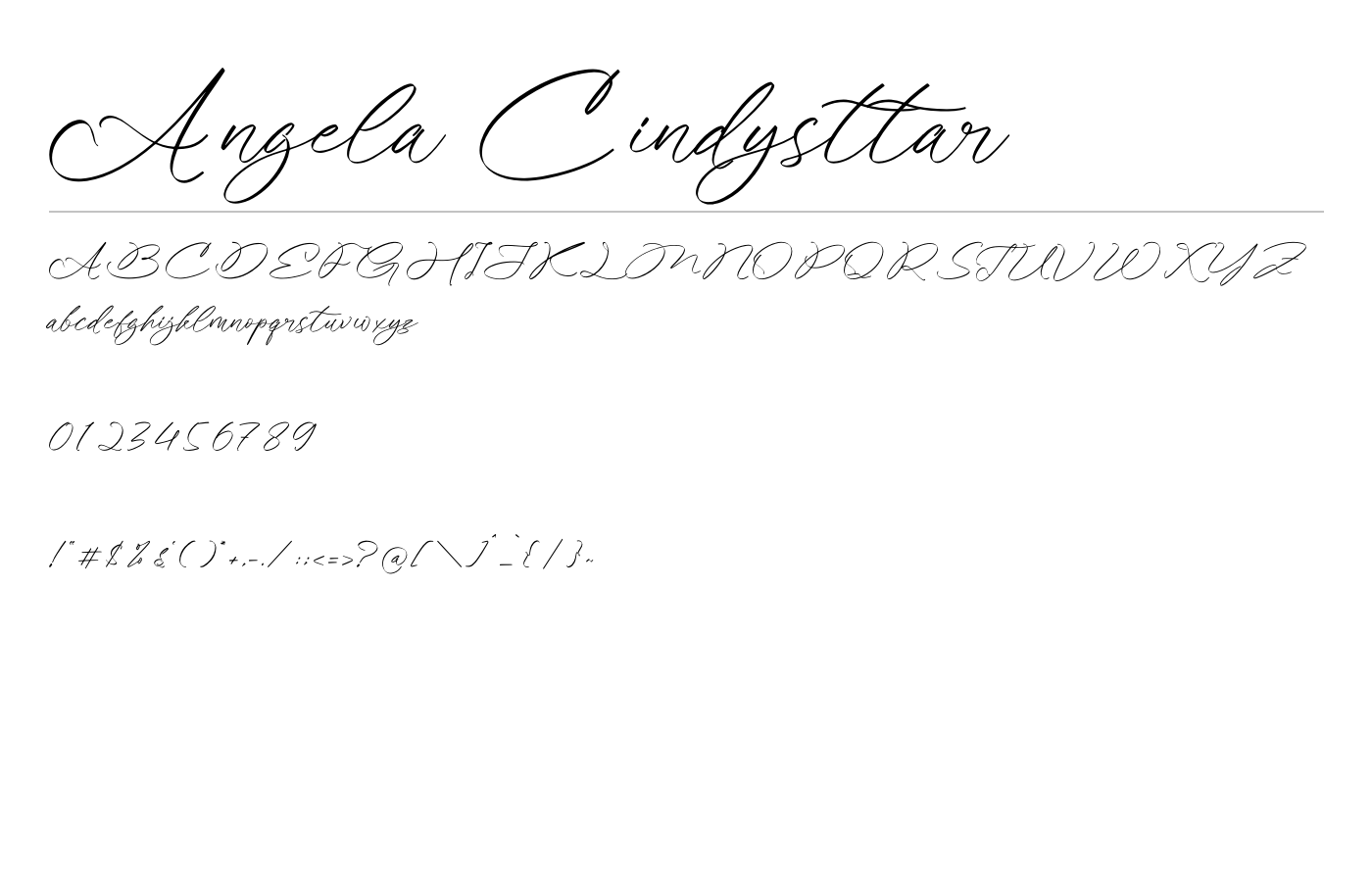 Angela Cindysttar Font preview