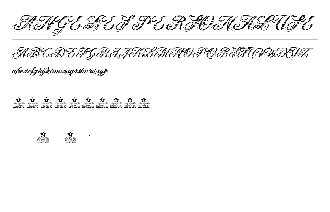 ANGELES PERSONAL USE Font preview
