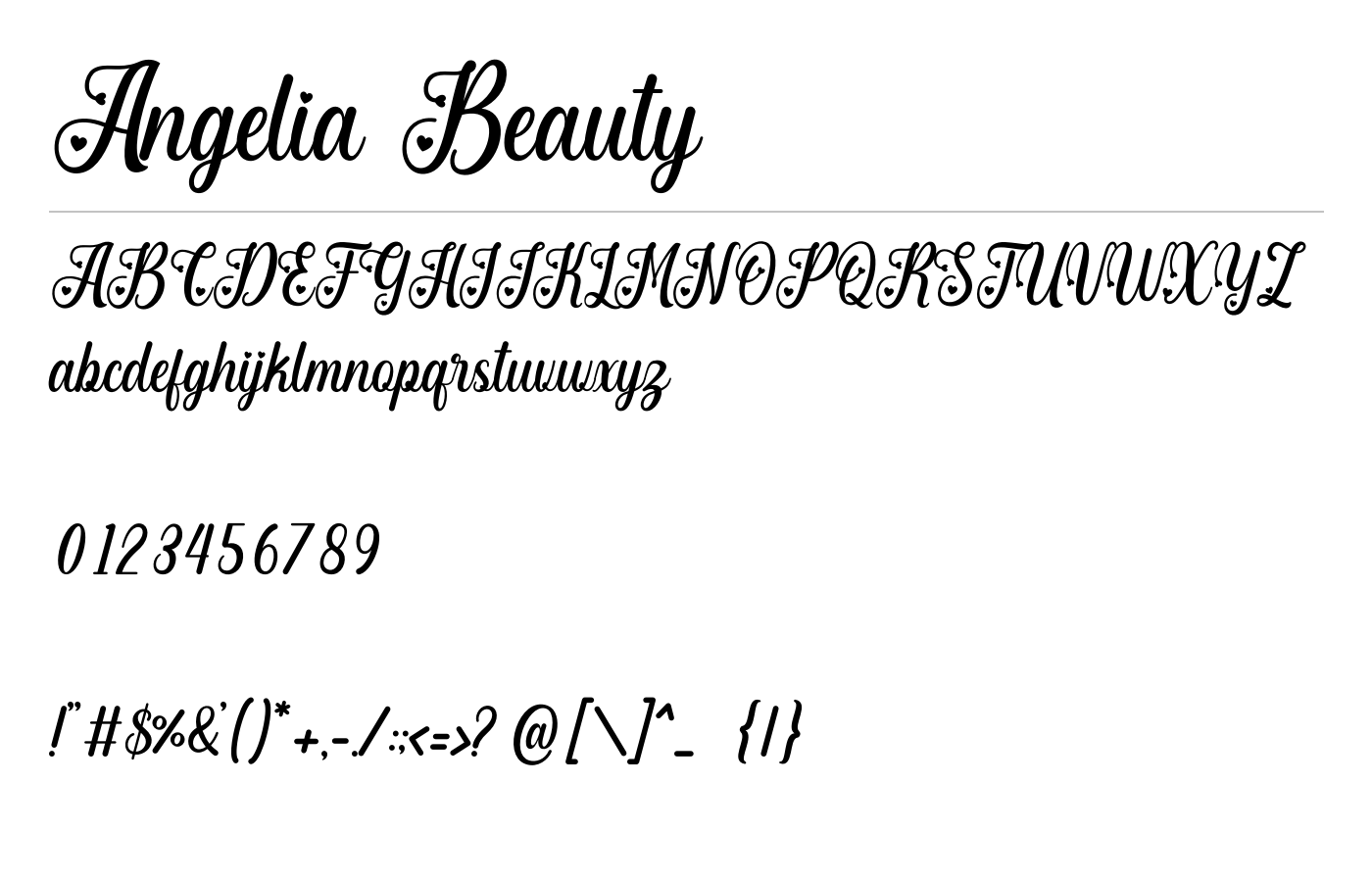 Angelia Beauty Font preview