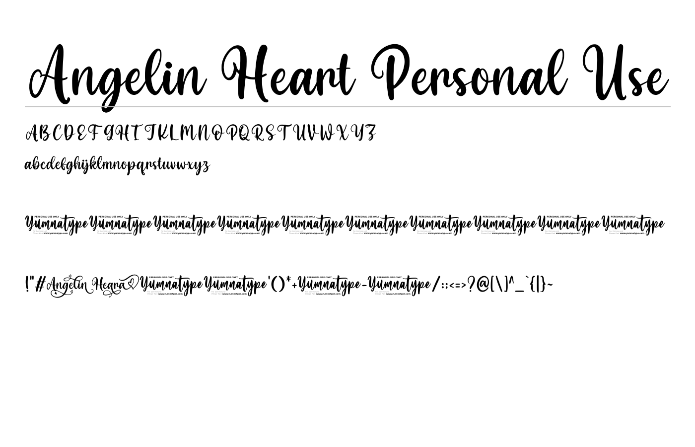 Angelin Heart Personal Use Font preview