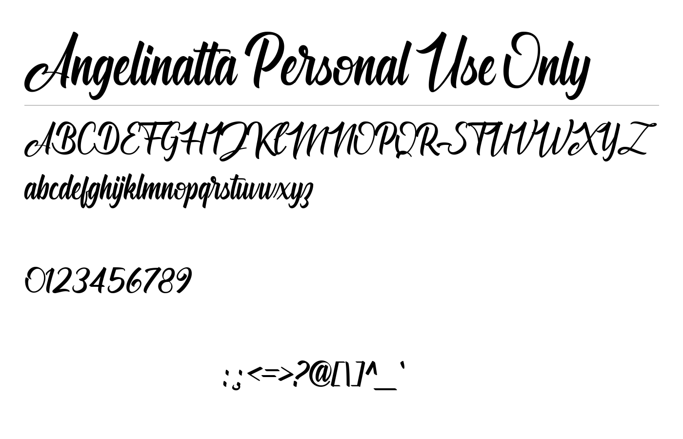 Angelinatta Personal Use Only Font preview