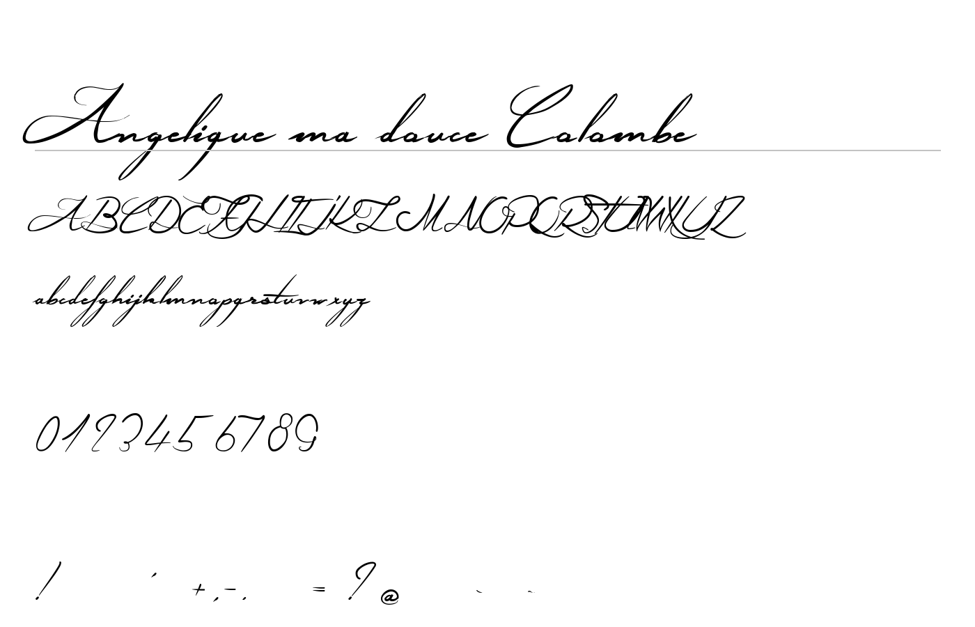 Angelique ma douce Colombe Font preview