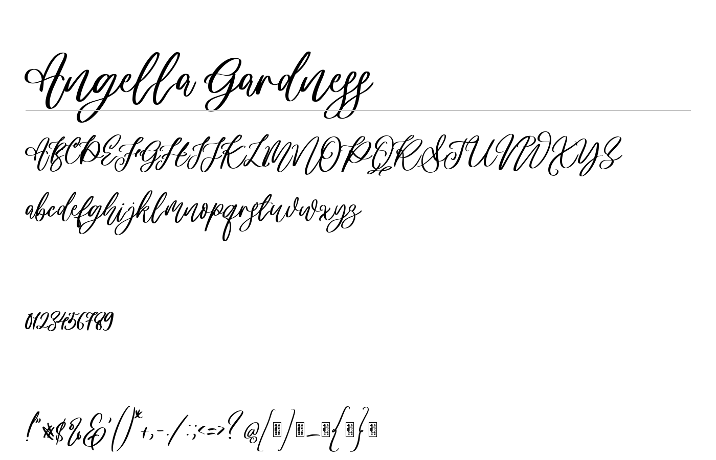 Angella Gardness Font preview