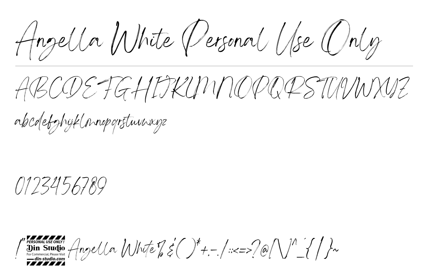 Angella White Personal Use Only Font preview