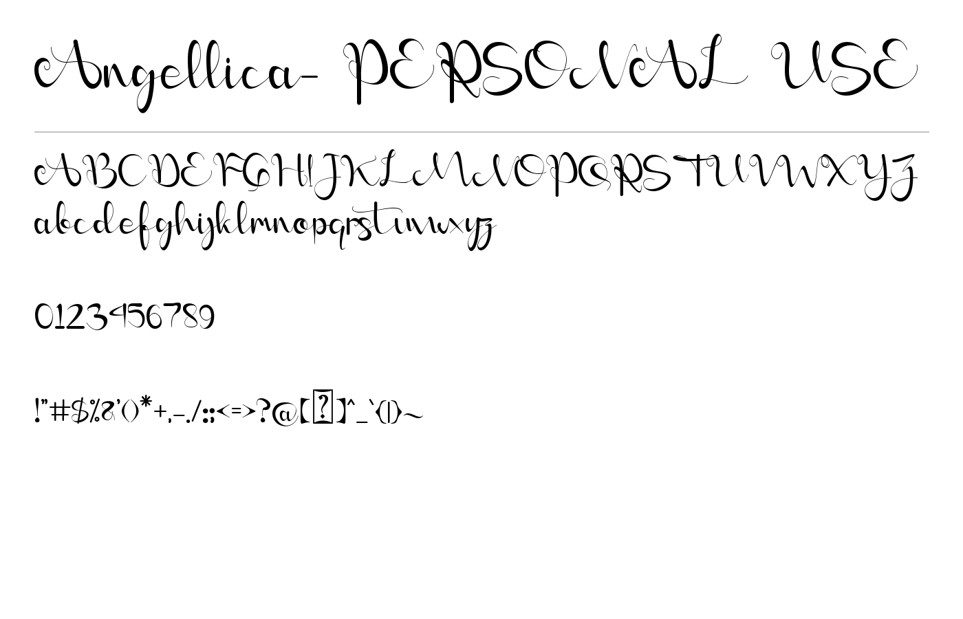 Angellica- PERSONAL USE Font preview