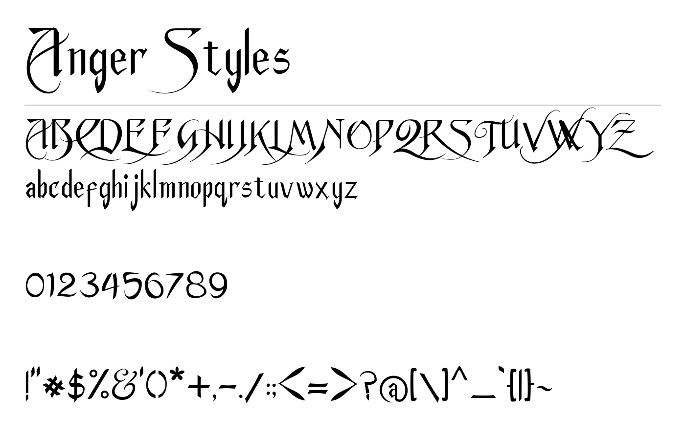 Anger Styles Font preview