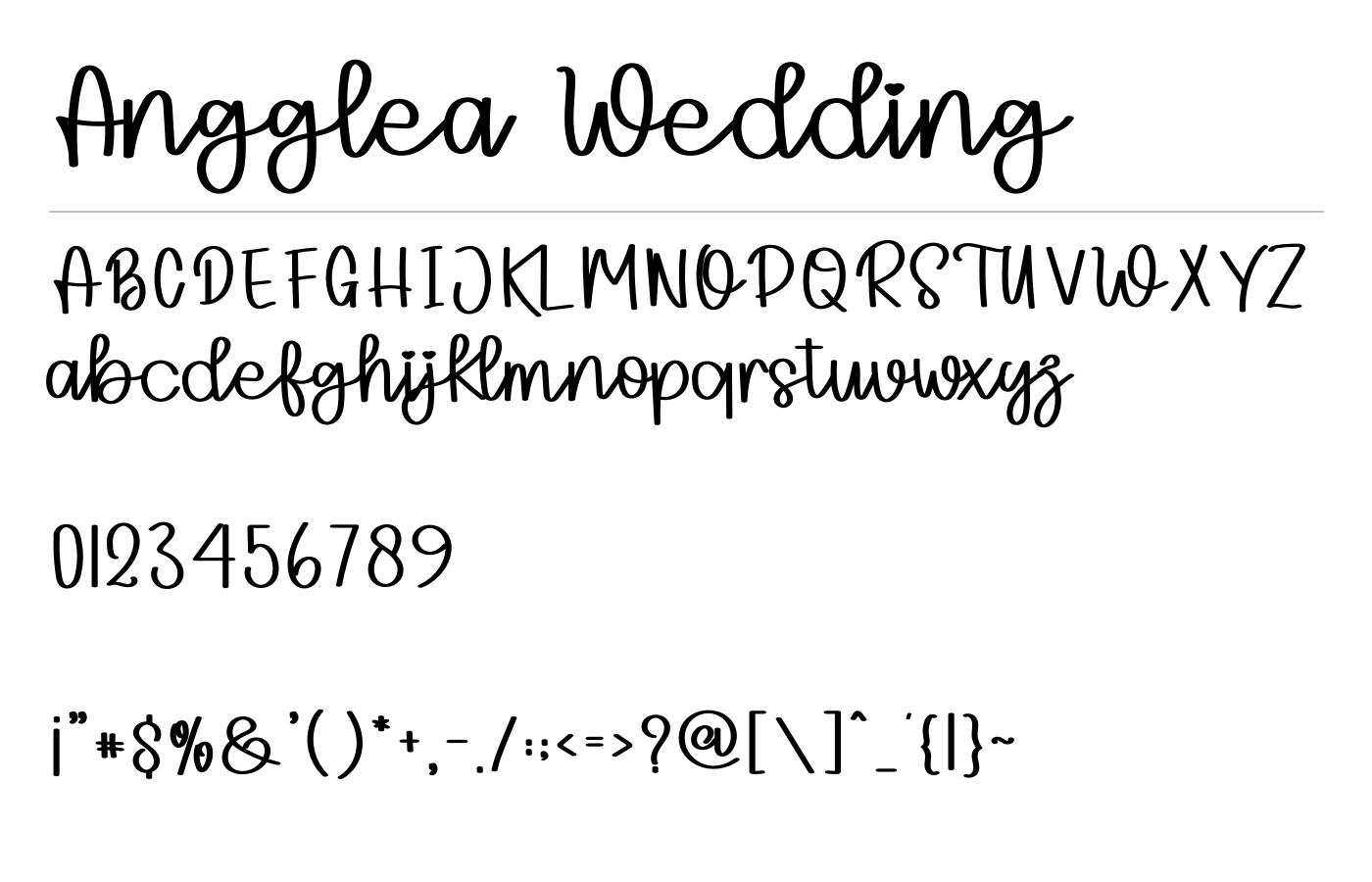 Angglea Wedding Font preview