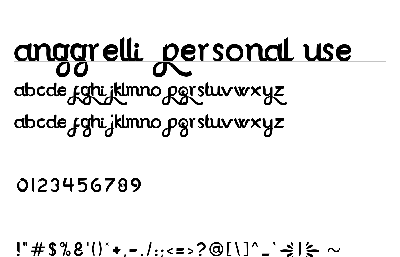 Anggrelli Personal Use Font preview