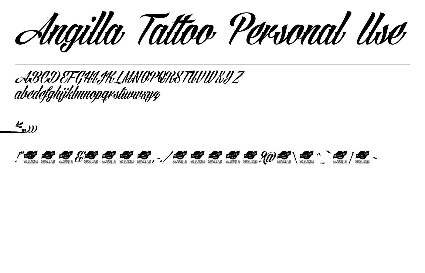 Angilla Tattoo Personal Use Font preview