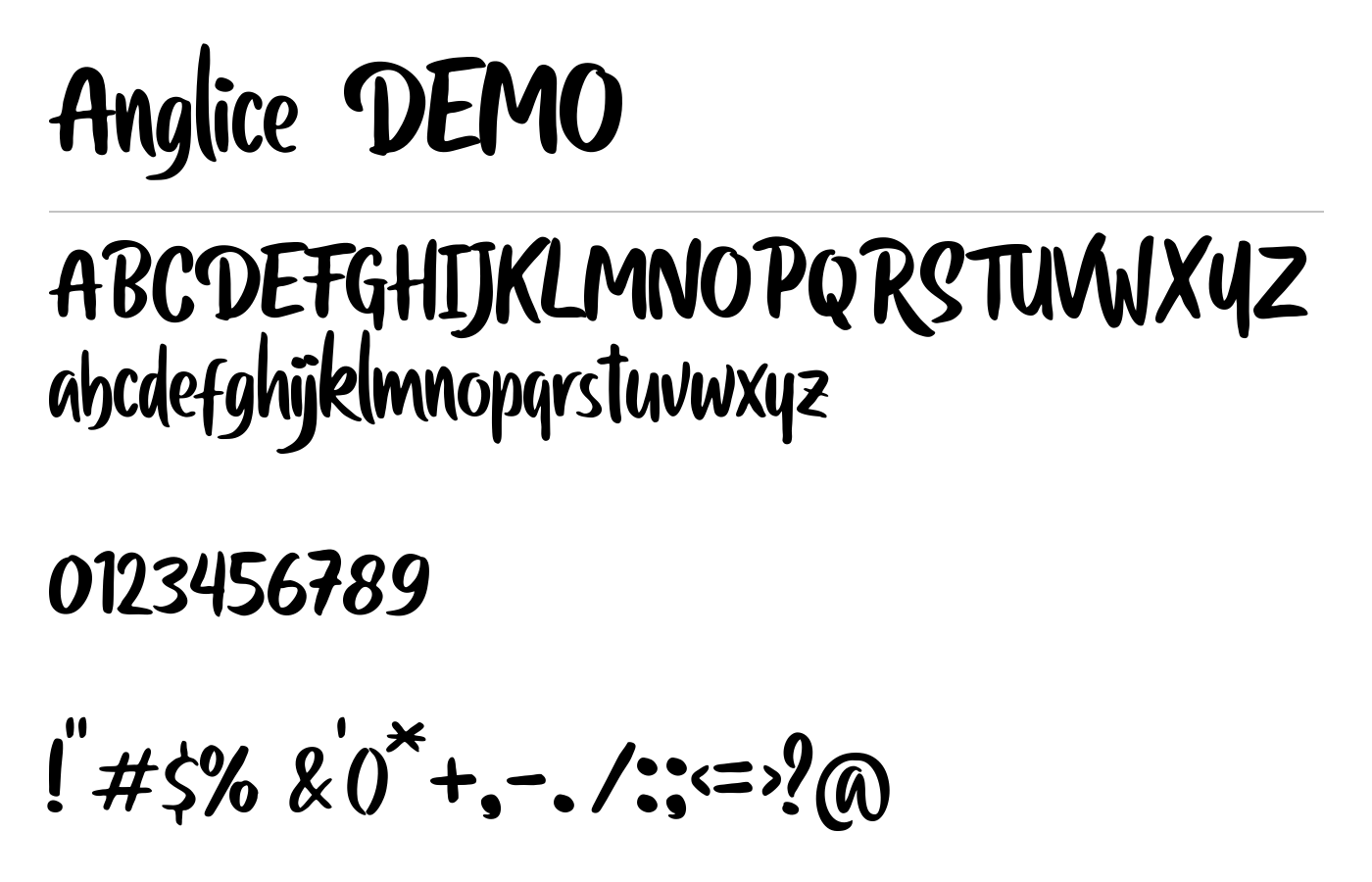 Anglice DEMO Font preview