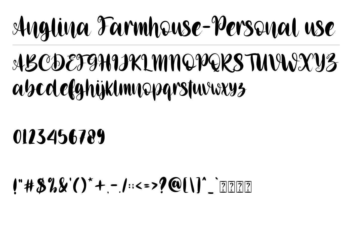 Anglina Farmhouse-Personal use Font preview