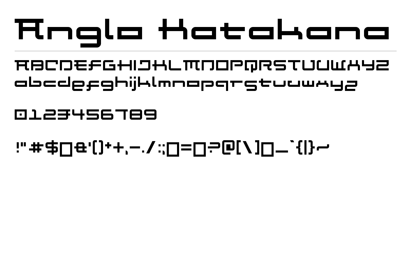 Anglo Katakana Font preview