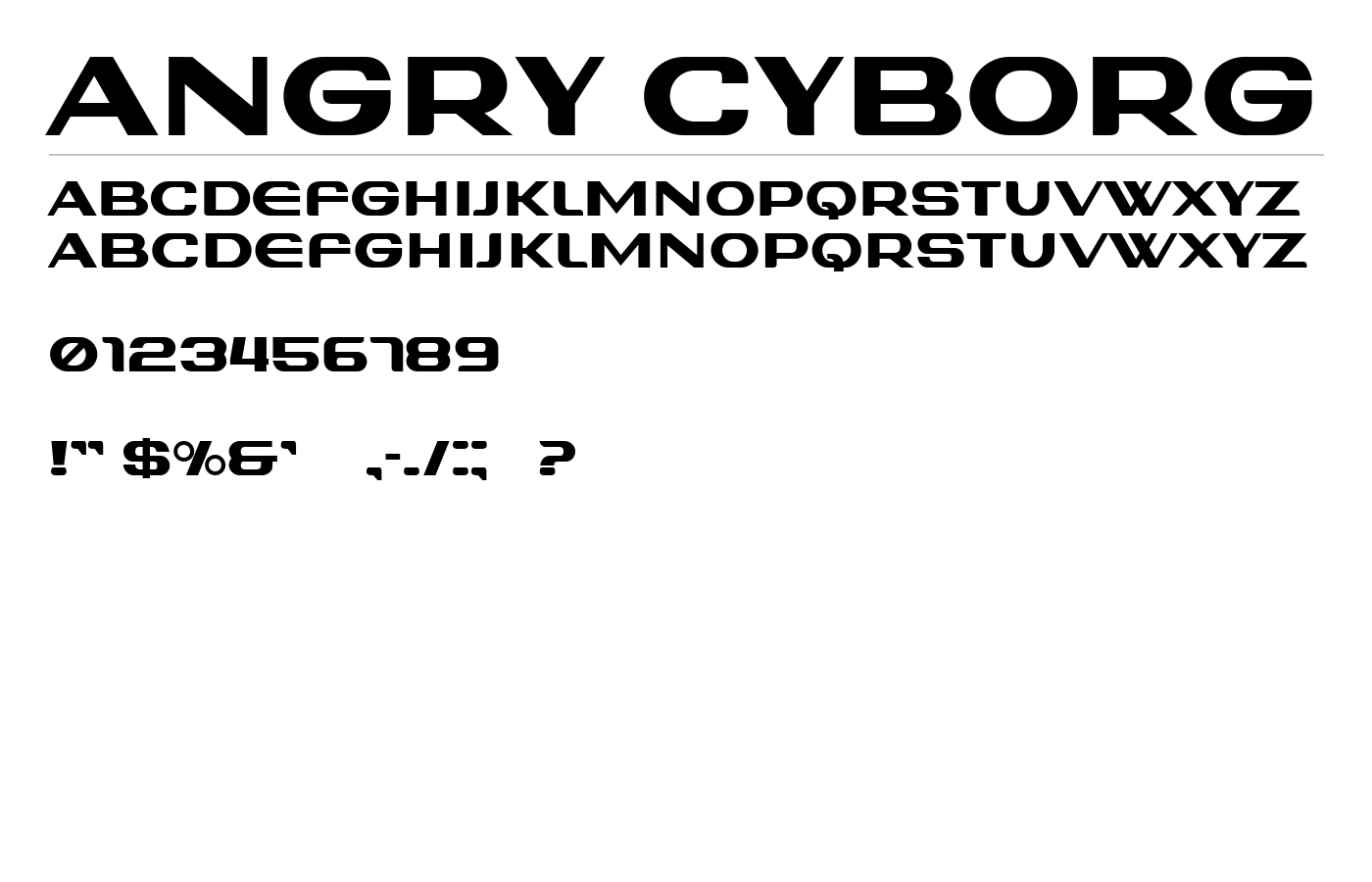 Angry Cyborg Font preview