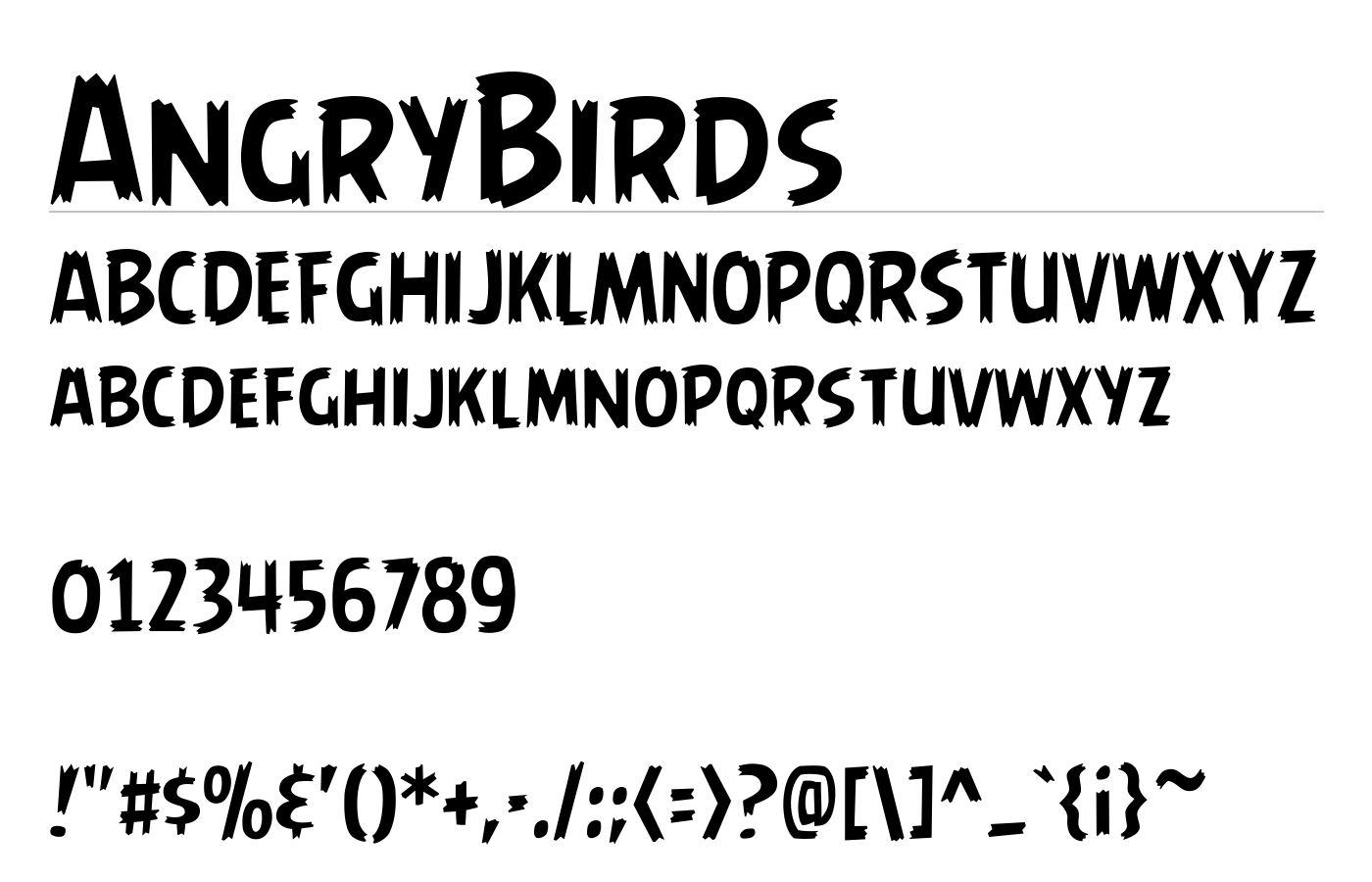 AngryBirds Font preview