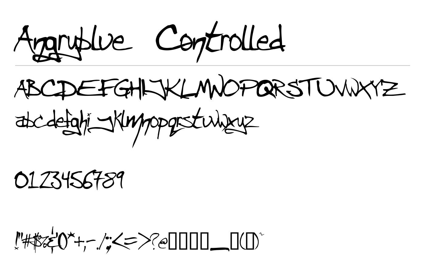 Angryblue Controlled Font preview