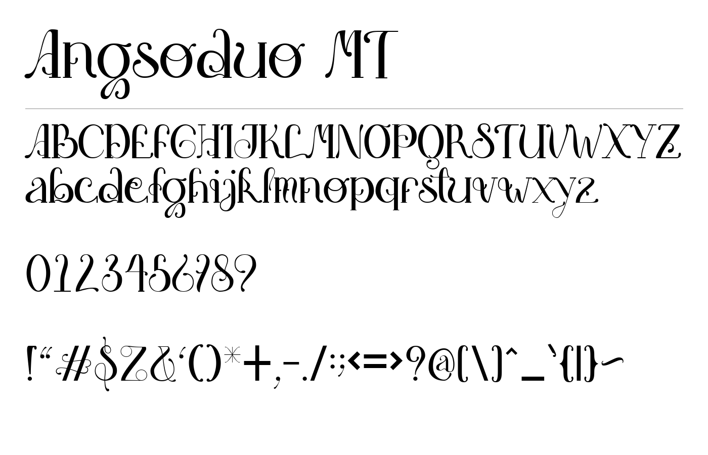 Angsoduo MT Font preview
