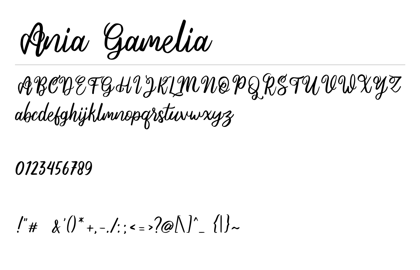 Ania Gamelia Font preview
