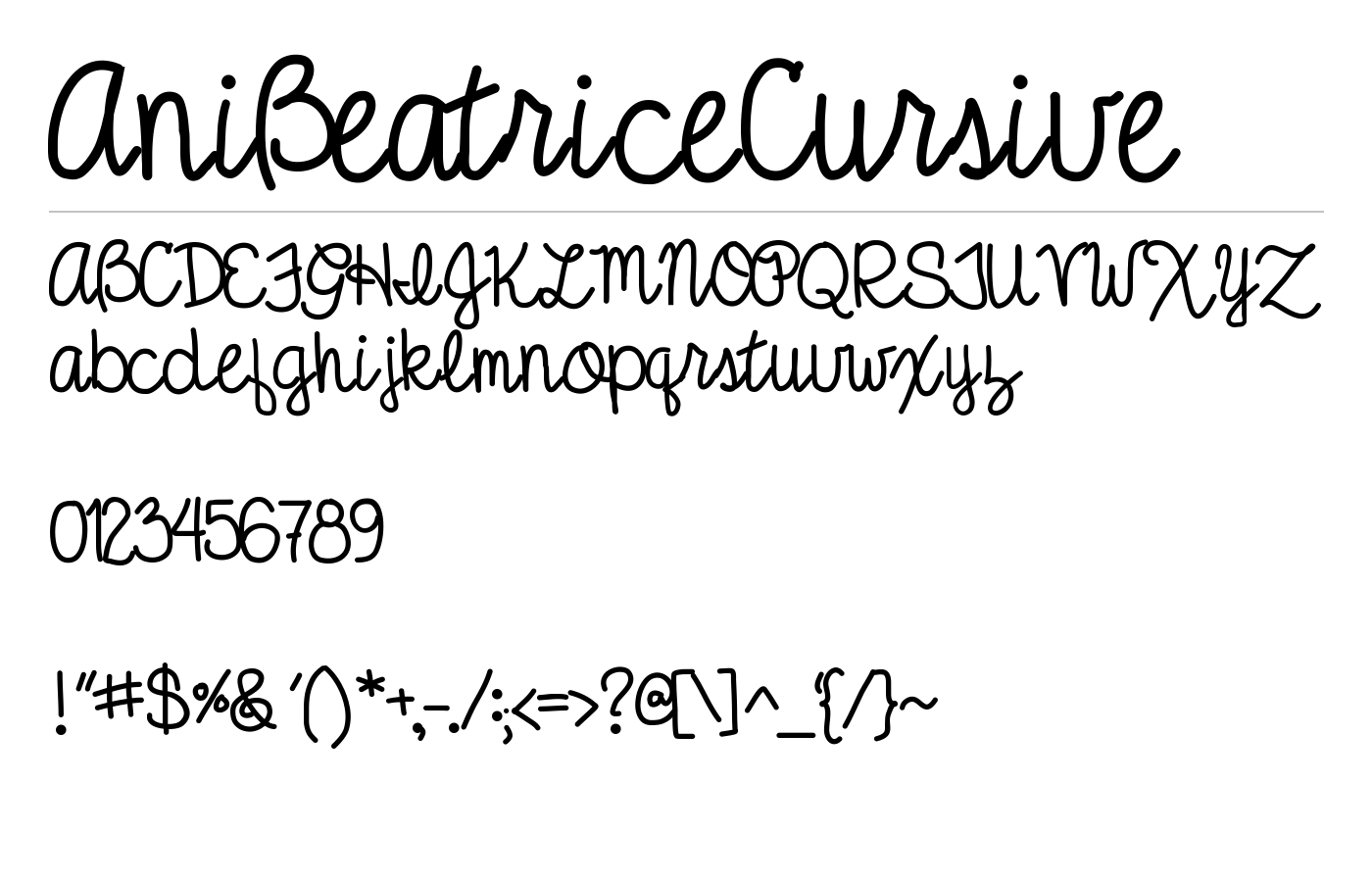 AniBeatriceCursive Font preview