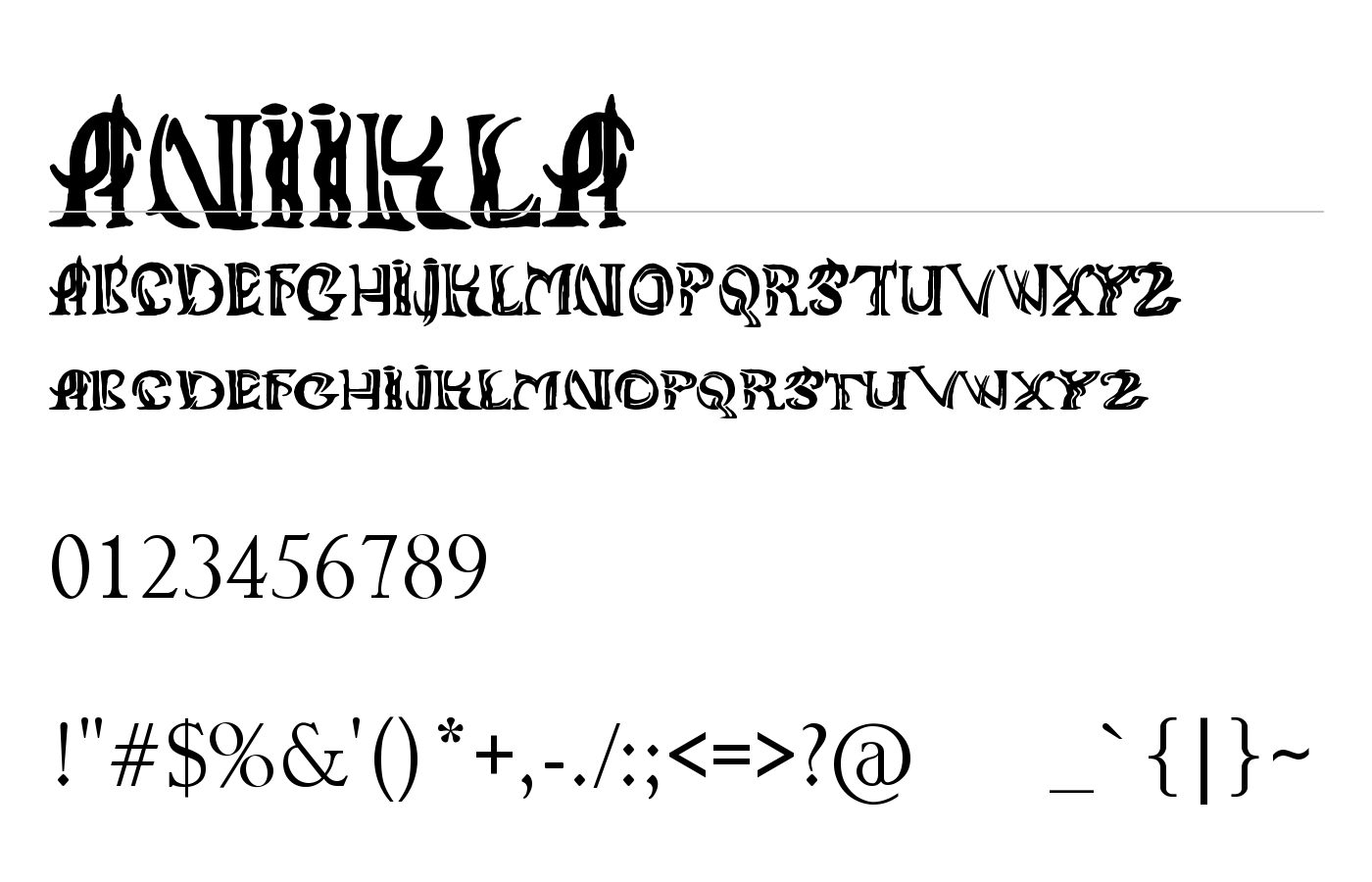 ANIIKLA Font preview