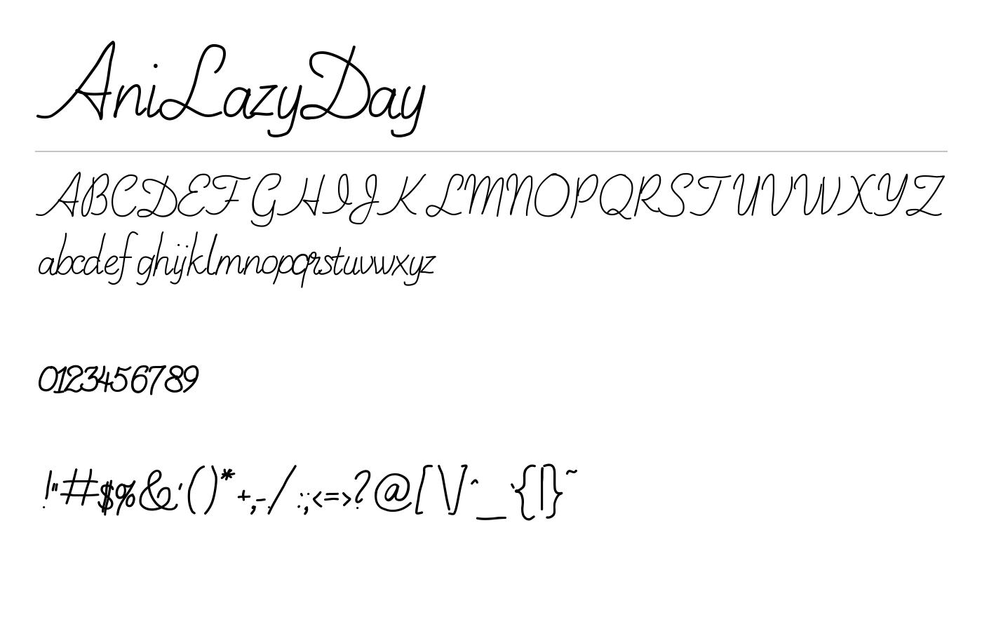 AniLazyDay Font preview