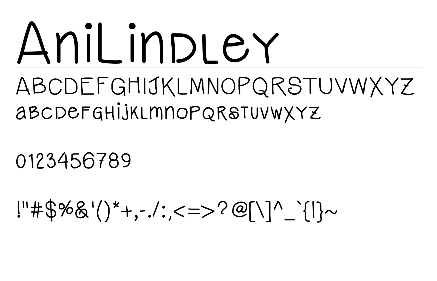 AniLindley Font preview