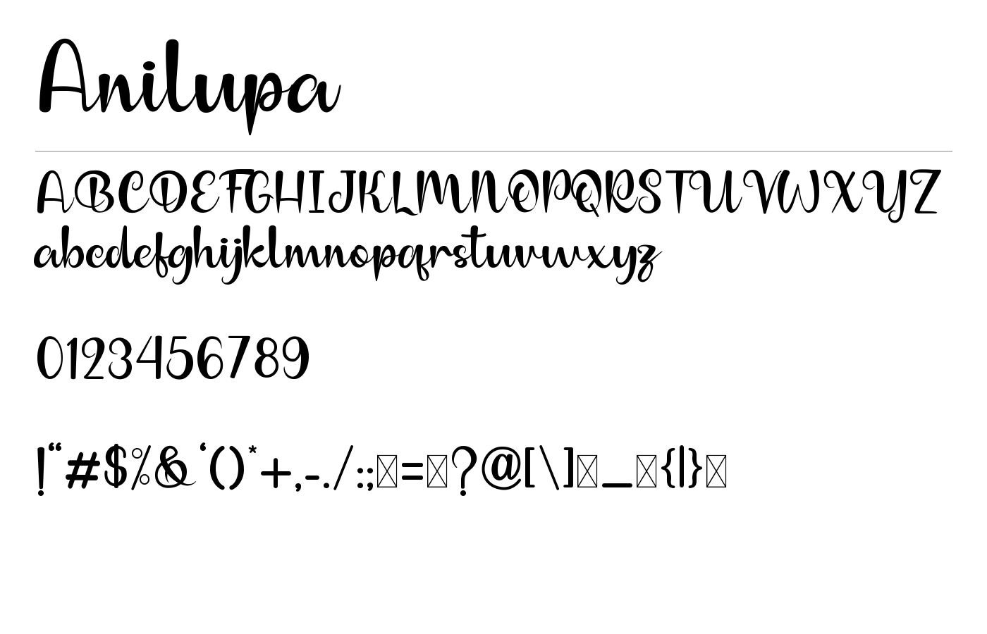 Anilupa Font preview