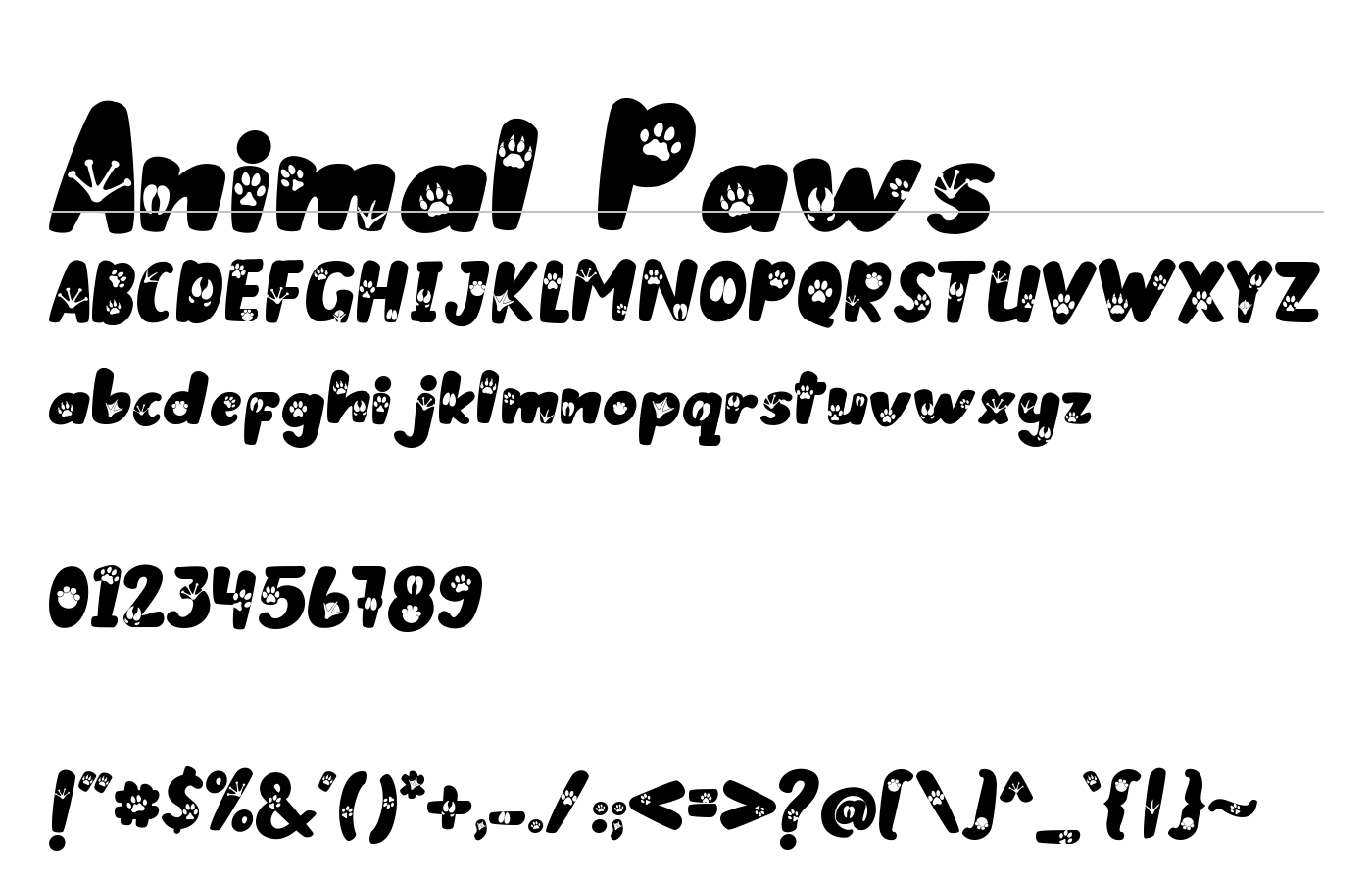 Animal Paws Font preview