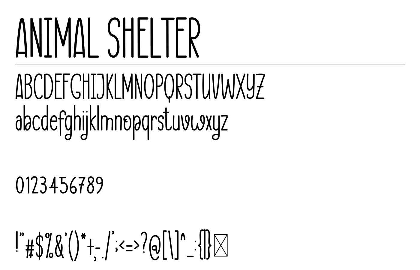 ANIMAL SHELTER Font preview