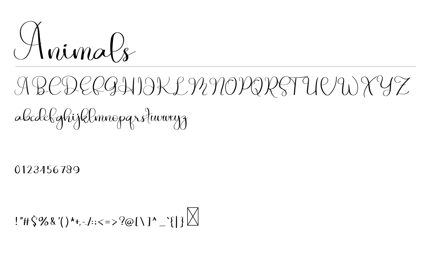 Animals Font preview