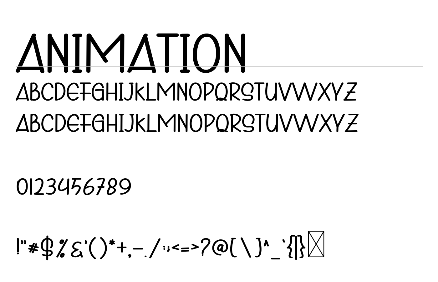 Animation Font preview