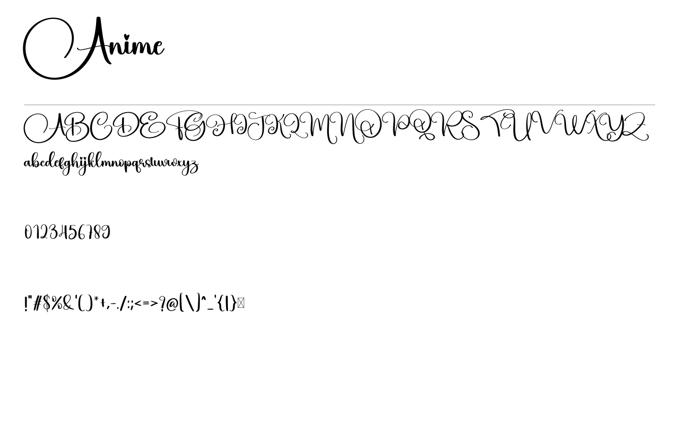 Anime Font preview