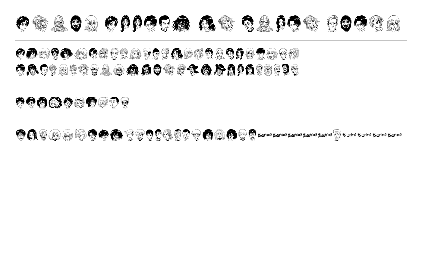 Anime Attack On Titan Image Font preview