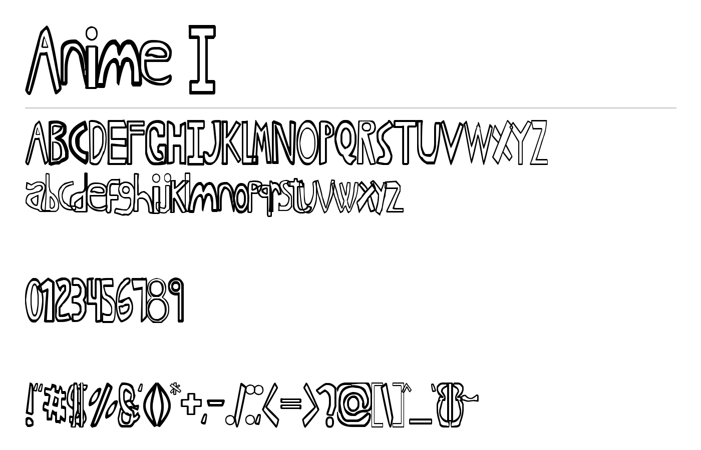 Anime I Font preview