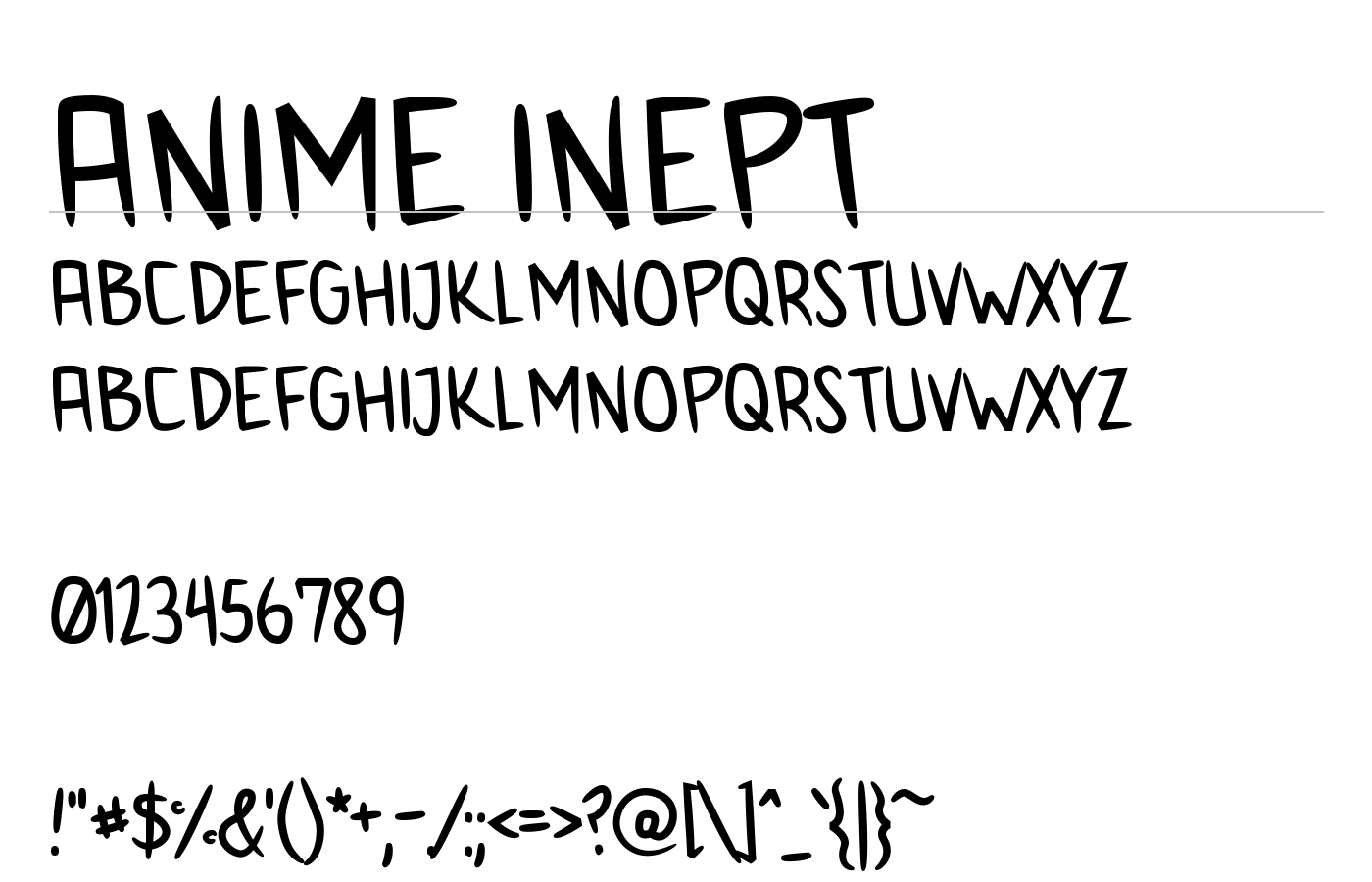 Anime Inept Font preview