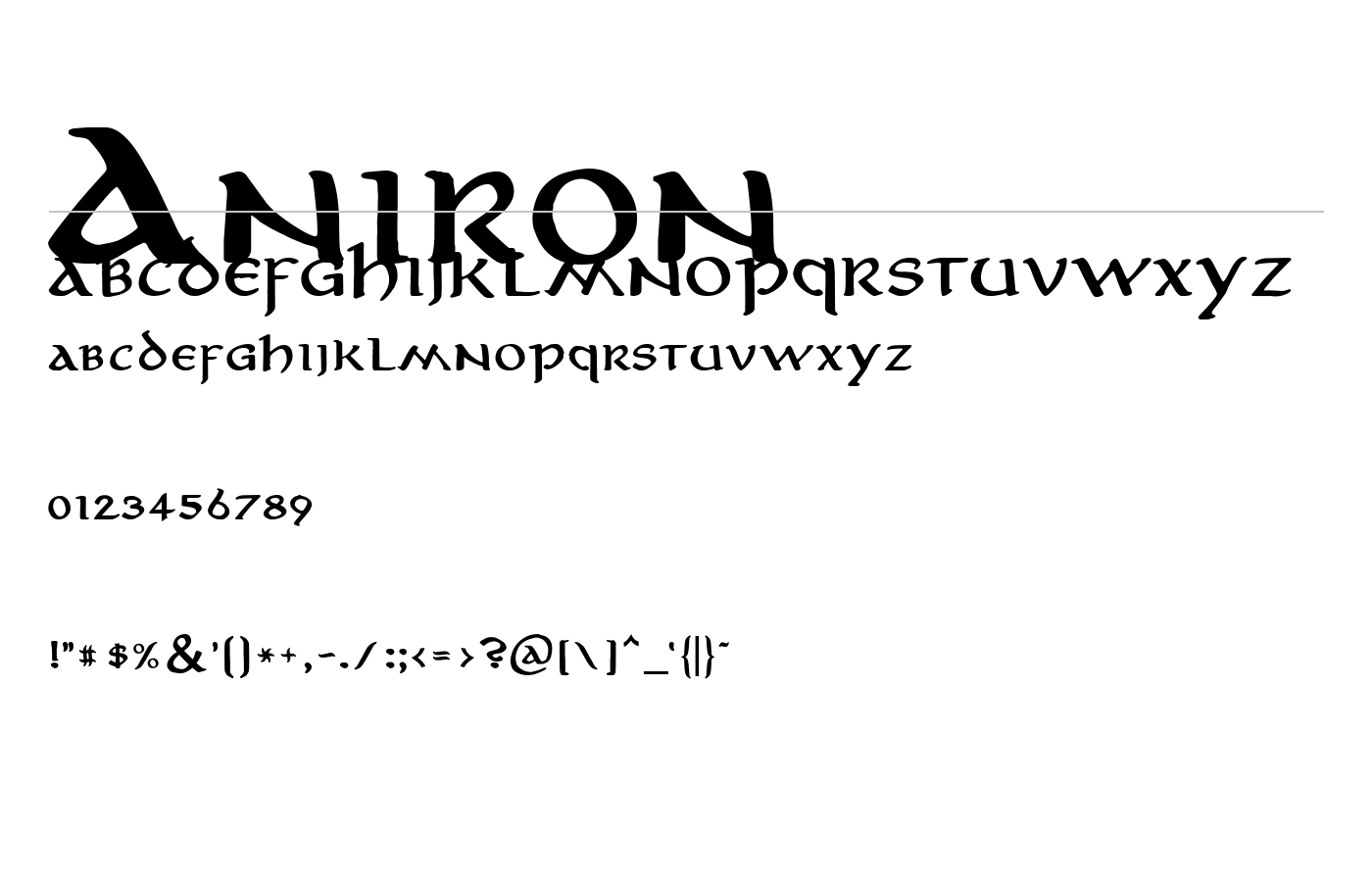 Aniron Font preview