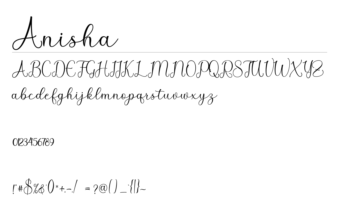 Anisha Font preview
