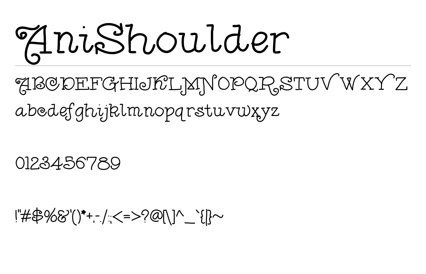 AniShoulder Font preview